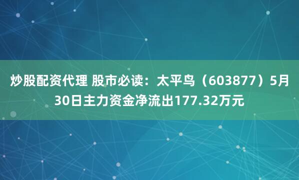 炒股配资代理 股市必读：太平鸟（603877）5月30日主力资金净流出177.32万元